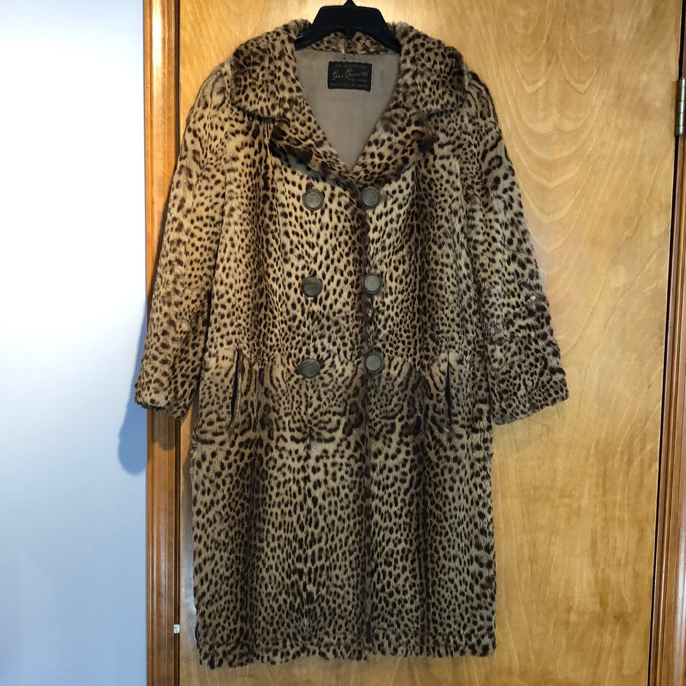 Vintage Leopard Print Winter Fur Coat Button Up
